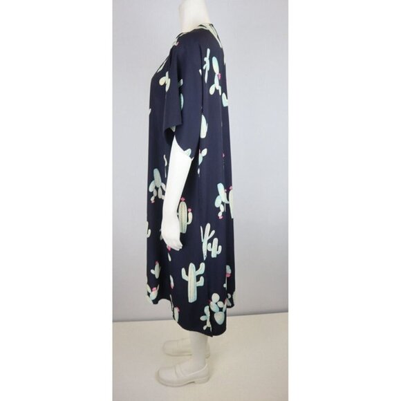 FILLY FLAIR - WOMEN'S BLUE CACTUS PRINT SILKY TEXTURED DUSTER TOP  - SIZE S - Picture 6 of 8